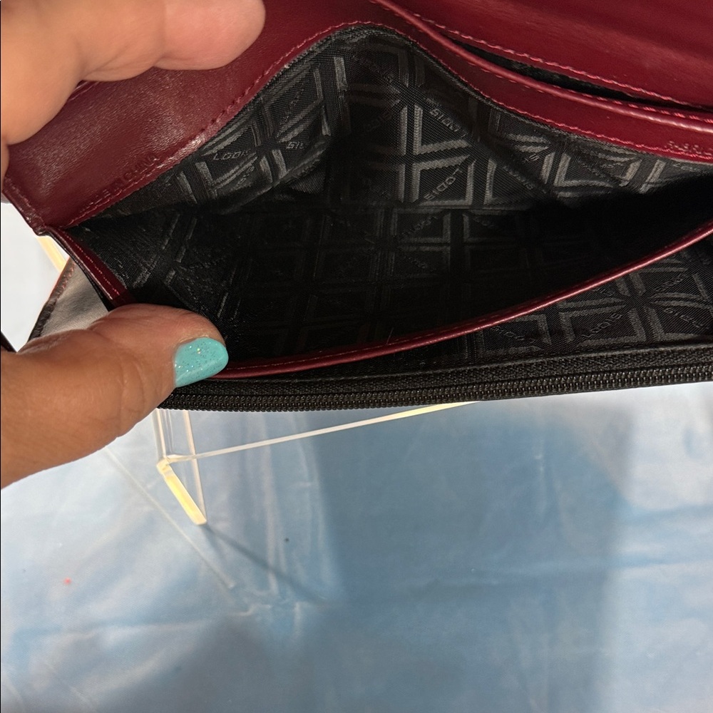 Lodis Black and Burgundy Leather Clutch. Very Soft Leather - Picture 6 of 8